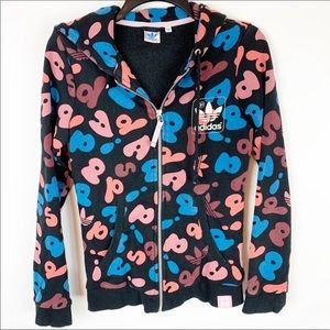 ADIDAS GRAFFITI GRAPHIC HOODIE FULL ZIP SIZE SMALL
